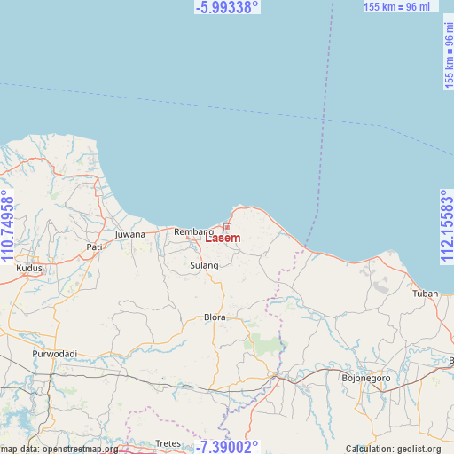 Lasem on map
