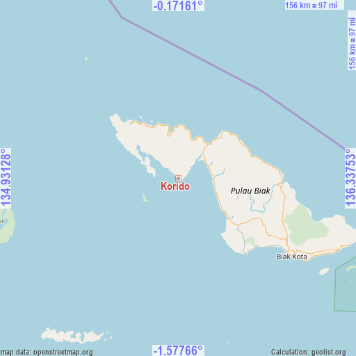 Korido on map