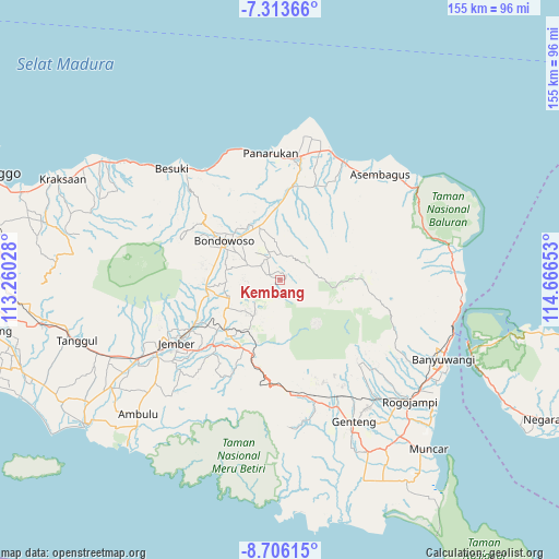 Kembang on map