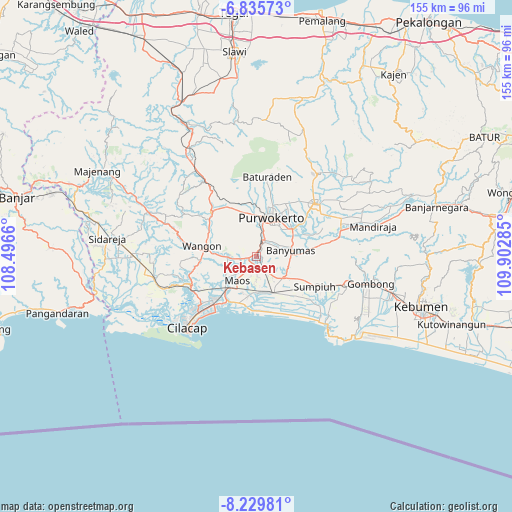 Kebasen on map