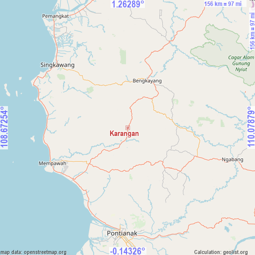 Karangan on map