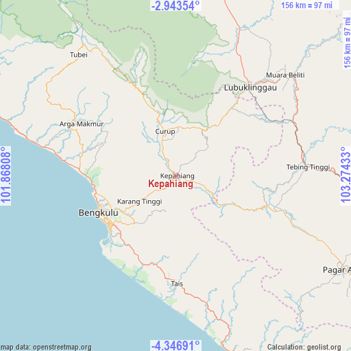 Kepahiang on map