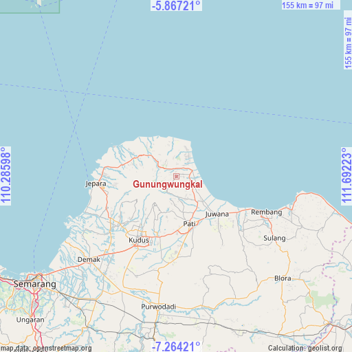 Gunungwungkal on map