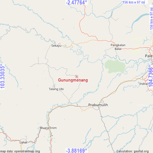 Gunungmenang on map