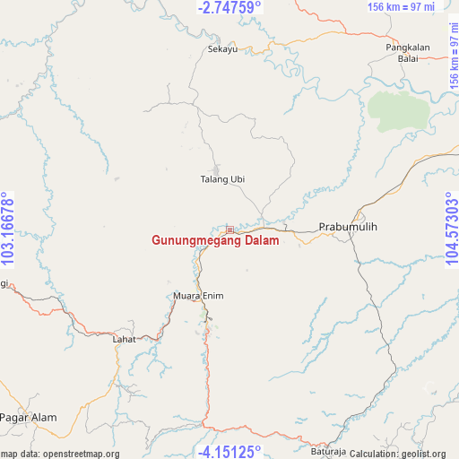 Gunungmegang Dalam on map