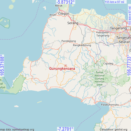 Gunungkencana on map