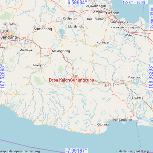 Desa Kaler Gunungcupu on map