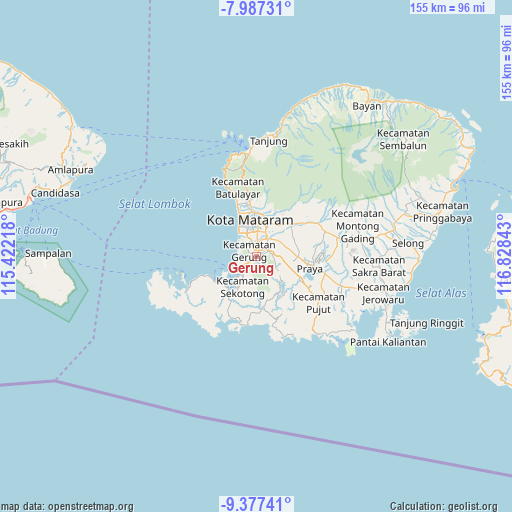 Gerung on map
