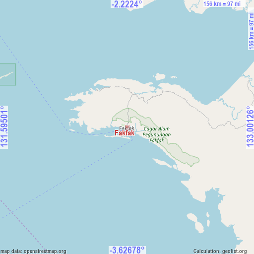 Fakfak on map
