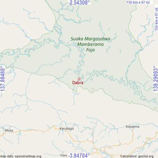 Dabra on map