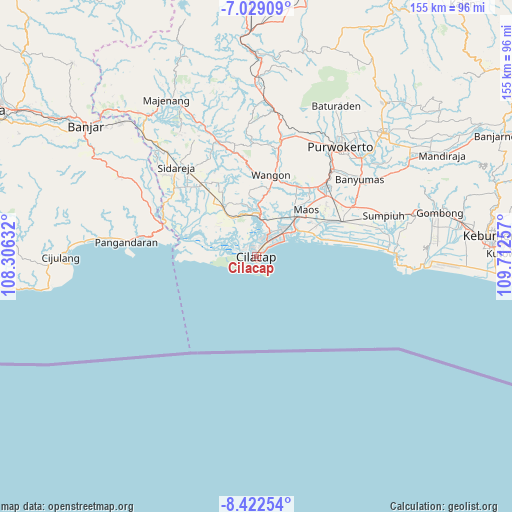 Cilacap on map