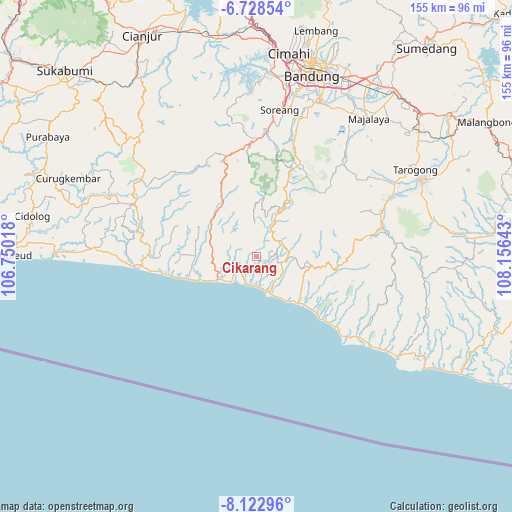 Cikarang on map