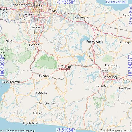 Cianjur on map