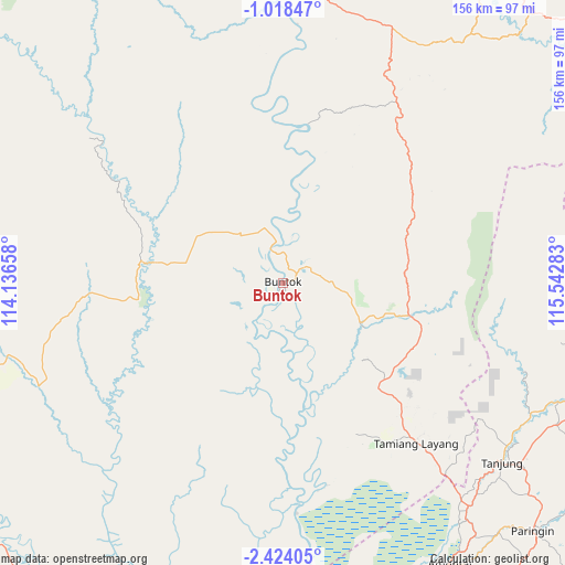 Buntok on map