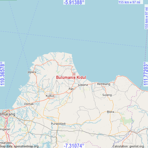 Bulumanis Kidul on map