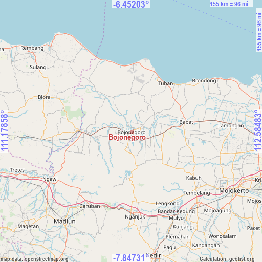 Bojonegoro on map