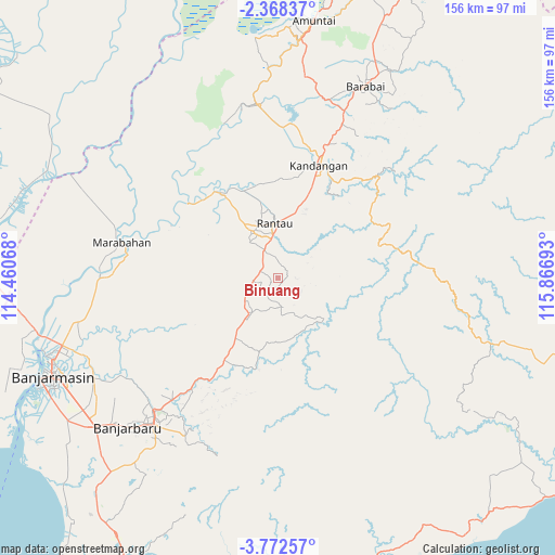 Binuang on map