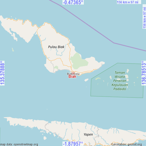 Biak on map