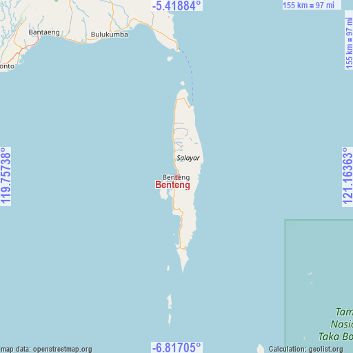Benteng on map