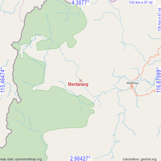 Mentarang on map