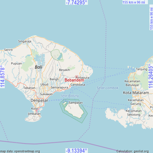 Bebandem on map