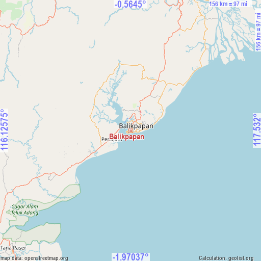 Balikpapan on map