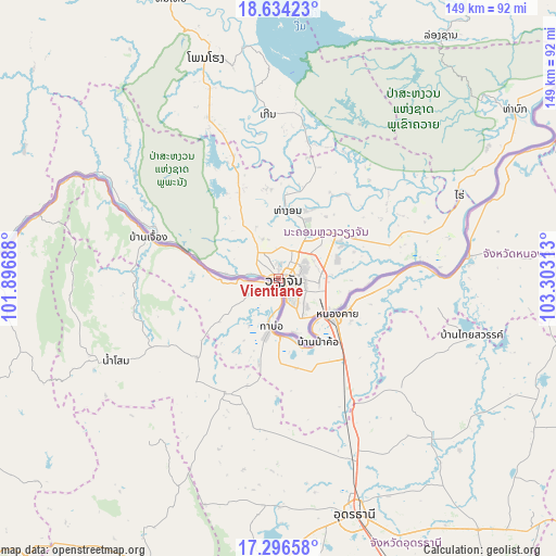 Vientiane on map