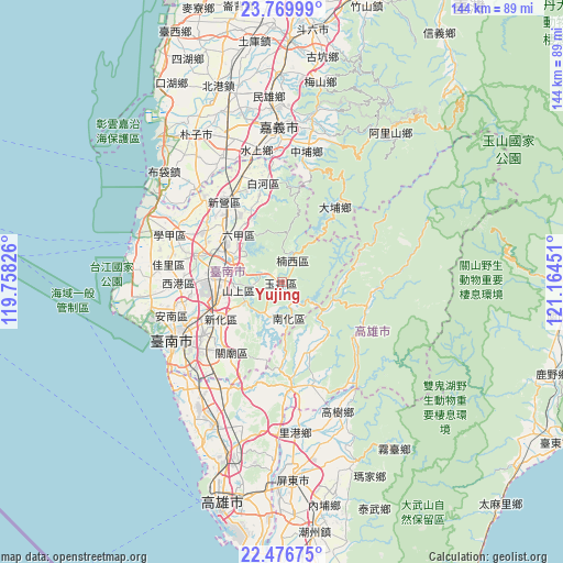 Yujing on map