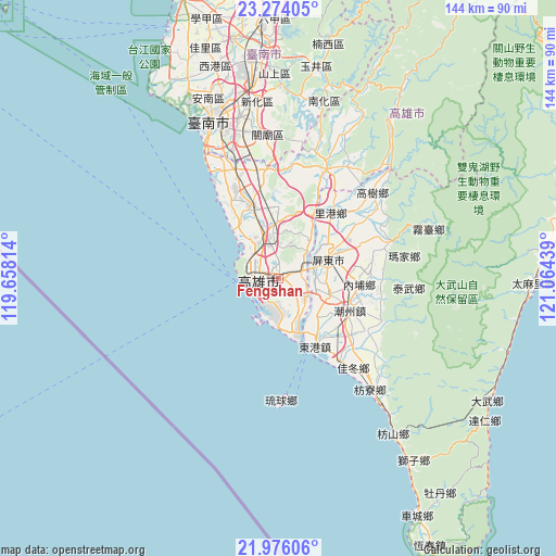 Fengshan on map