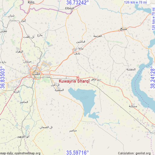 Kuwayris Sharqī on map