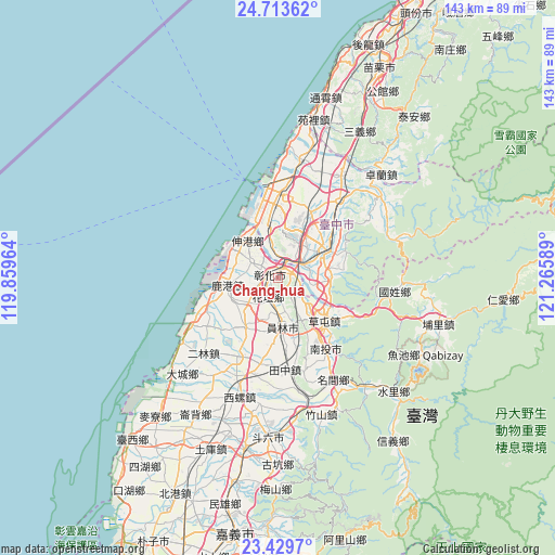 Chang-hua on map