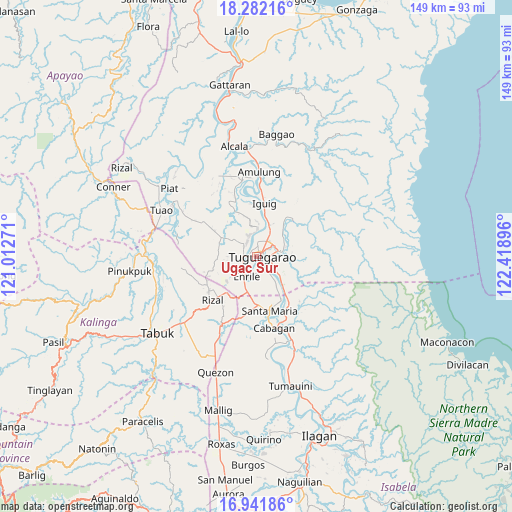 Ugac Sur on map