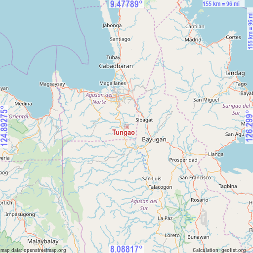 Tungao on map