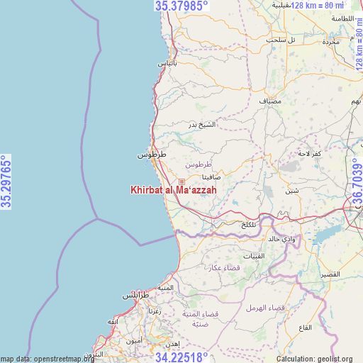 Khirbat al Ma‘azzah on map