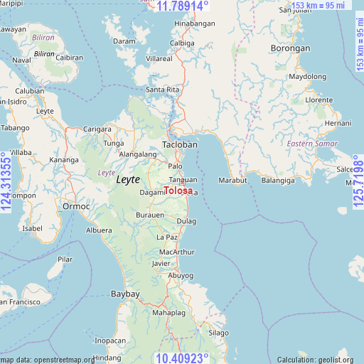 Tolosa on map