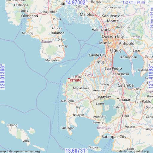 Ternate on map