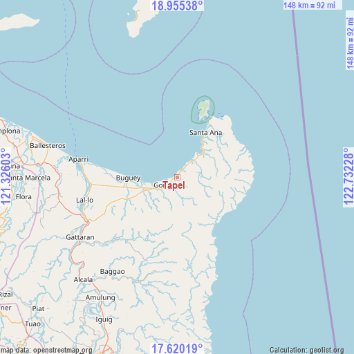 Tapel on map