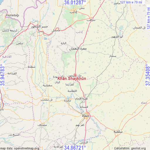 Khān Shaykhūn on map