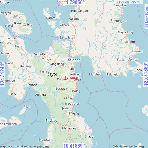 Tanauan on map