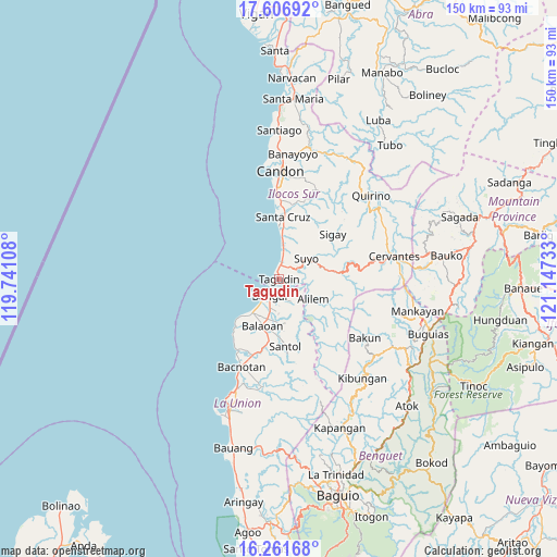 Tagudin on map
