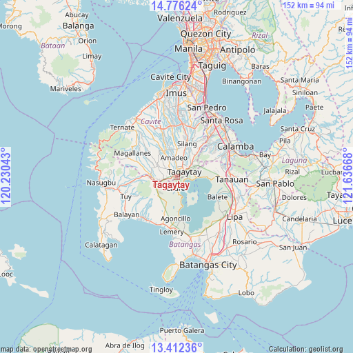 Tagaytay on map