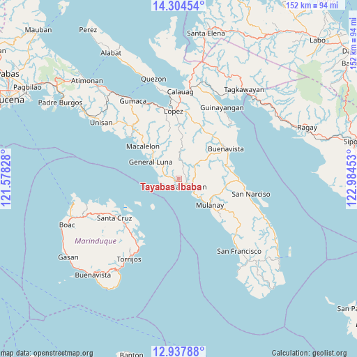 Tayabas Ibaba on map