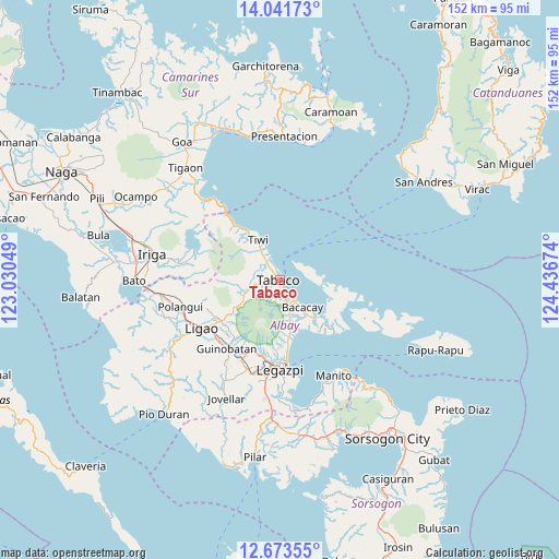 Tabaco on map