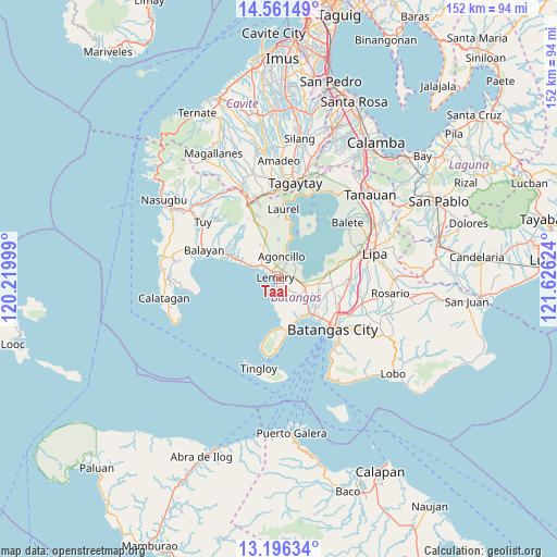 Taal on map