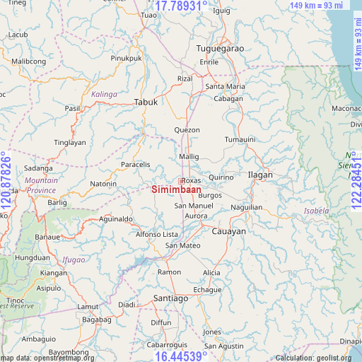 Simimbaan on map