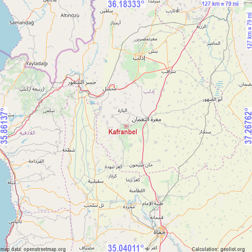 Kafranbel on map