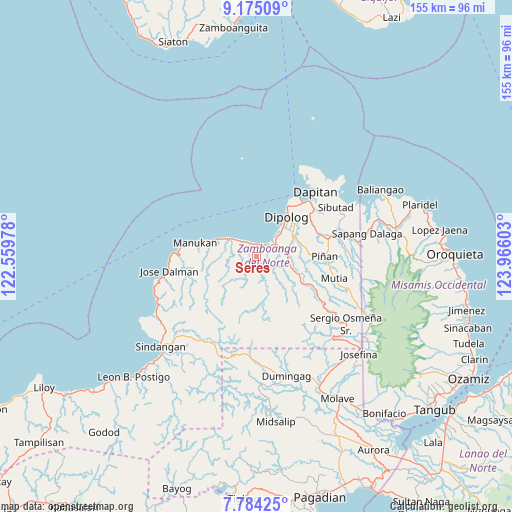 Seres on map
