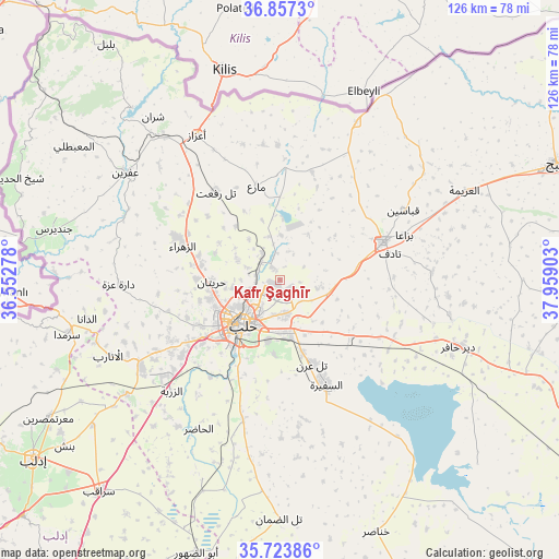 Kafr Şaghīr on map