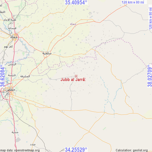 Jubb al Jarrāḩ on map