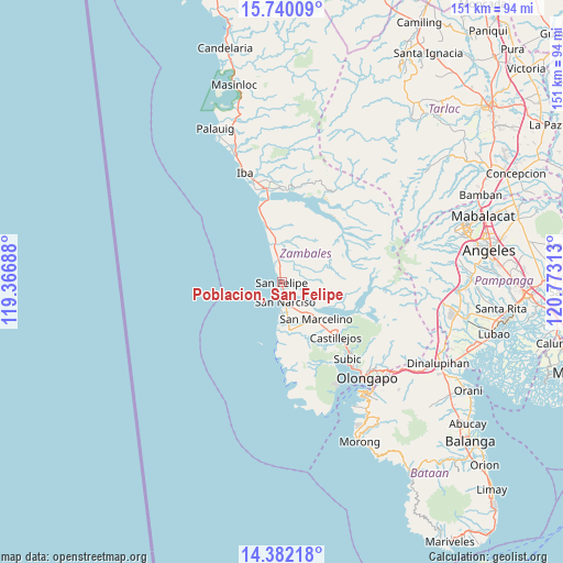 Poblacion, San Felipe on map